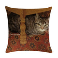 Axyaa Retro Cat Linen Pillowcase 45*45cm - Home & Sofa Decoration