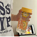 Axyaa 700ml Glass Water Bottle with Time Marker Straw Infuser for Coffee Tea Juice