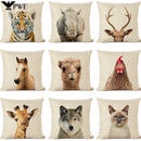 Axyaa Cute Animal Parrot & Deer Linen Pillowcase for Bedroom & Living Room