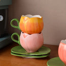Axyaa Tulip Ceramic Coffee Cup Set - European Design Mug for Afternoon Tea and Breakfast