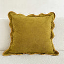 Axyaa Cozy Scalloped Pillow Cover in Orange, Mustard, Green, and Coffee Shades