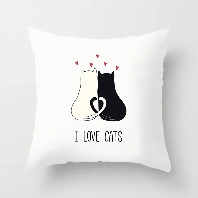 Axyaa Cartoon Black Cat Cushion Cover 45*45cm