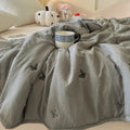 Axyaa Soft Washed Summer Quilt - Minimalist Embroidered Blanket, Single Double Size