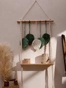 Axyaa Leaf Tassel Macrame Hanging Shelf for Chic Home Decor