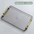 Axyaa Plastic Tray with Golden Handle: Transparent Nordic Storage Pallet for Home Kitchen