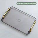 Axyaa Plastic Tray with Golden Handle: Transparent Nordic Storage Pallet for Home Kitchen