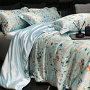 Axyaa Floral Silk Bedding Set Duvet Cover Sheet Pillowcase Luxury Soft Bedsheet