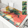 Tropical Plants Drying Mat by Axyaa: Non-Slip Absorbent Tableware Mat