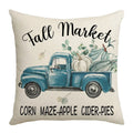 Axyaa Harvest Pumpkin Plaid Linen Blue Pillow Cover for Festive Decor