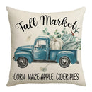 Axyaa Harvest Pumpkin Plaid Linen Blue Pillow Cover for Festive Decor