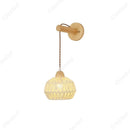 Axyaa Wooden Rattan Wall Lamp for Bedroom Living Room Decor Lighting