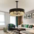 Axyaa Crystal LED Ceiling Chandeliers - Modern Black Gold Ceiling Lights