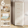 Axyaa Multi-Tier Storage Cabinet, Heavy-Duty Organizer with Rollers, Single/Double Door Design