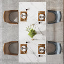Axyaa 63-Inch Rectangular Faux Marble Dining Table, Modern White Kitchen Table for 4-6