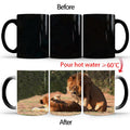 Axyaa Color Changing Animal Ceramic Mug Lion Tiger Heat Sensitive Coffee Cup