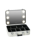 Axyaa Stylish Travel Makeup Case with LED Mirror, Divider and Brush Tray