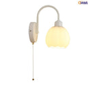Axyaa White Glass LED Wall Lights | Modern Iron Stair Light with Pull Chain Switch