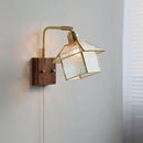 Axyaa Vintage Rotatable LED Wall Sconce Copper Walnut Blue Glass Mirror Light