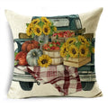 Axyaa Grey Pumpkin Sunflowers White Throw Pillowcase for Home Decor