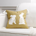 Easter Bunny Embroidered Pillow Cover Axyaa - 45X45 Cotton Linen Throw Pillowcase