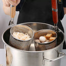 Axyaa Stainless Steel Wooden Handle Funnel Spoon for Cooking and Fishing