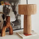 Axyaa Rattan LED Floor Lamp - Retro Wabi-Sabi Art Decor for Bedroom Living Room