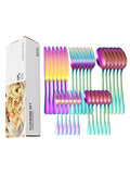 Axyaa 30-Piece Stainless Steel Colorful Cutlery Set