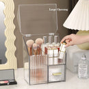 Axyaa Clear Makeup Organizer with Drawer and Lid - Cosmetic Storage Box