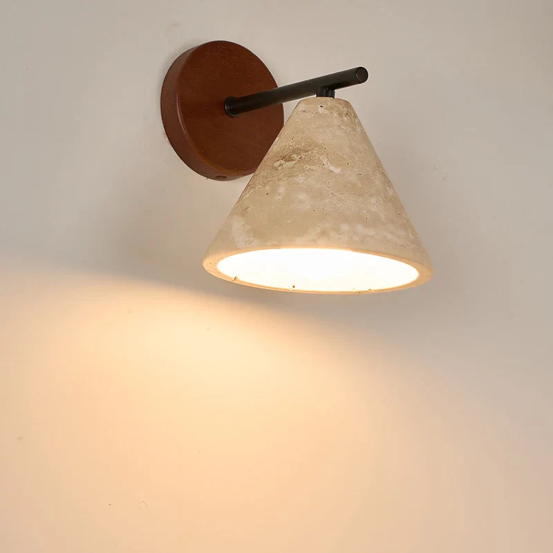 Axyaa Nordic LED Wall Sconce Wood Travertine Light Fixture