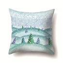 Axyaa Winter Snow Scene Print Pillow Cover 45X45CM