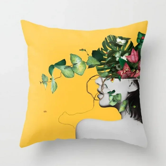 Yellow Giraffe Design Throw Pillow Cover for Home Decor by Axyaa