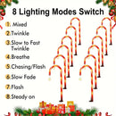 Axyaa Solar LED Candy Cane Lights - 8 Function, Waterproof for Courtyard, Outdoor Parties