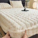 Axyaa Thickened Rabbit Plush Mattress Cover - Winter Warm Single Piece Protector
