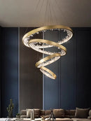 Axyaa Crystal LED Chandelier - Modern Luxury Dimmable Circle Hanging Lamp