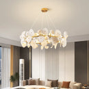 Axyaa Ceramic Chandelier: Elegant Lotus Leaf Design, Creamy Finish, Luxury Lighting for Home & Restaurant