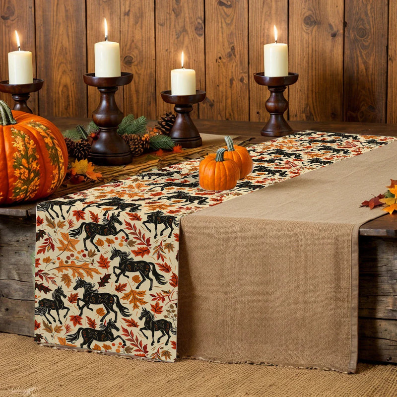 Watercolor Maple Leaves Branch Table Runner by Axyaa