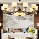 Axyaa Duplex Living Room Chandelier: Elegant Chinese Villa-style Multi-storey Zinc Alloy & Jade Lamps.
