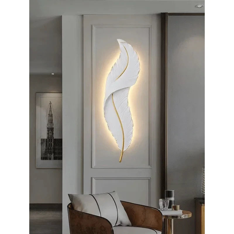 Modern Luxury LED Feather Wall Sconces by Axyaa for Bedroom and Living Room