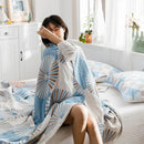 Axyaa Geometric Quilted Cotton Blanket 4-Layer Gauze Bedspread 150*200