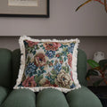 Axyaa Vintage Floral Oil Painting Pillow Cover with Jacquard Tassels