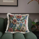Axyaa Vintage Floral Oil Painting Pillow Cover with Jacquard Tassels