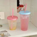 Axyaa Kawaii Straw Lid Tumbler Cold Coffee Juice Tea Cup Reusable BPA-Free - 18 words