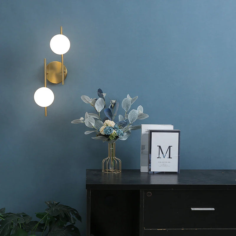 Axyaa Glass Ball LED Wall Sconce - Modern Living Room Bedroom Lighting Fixtures