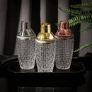 Axyaa Stainless Steel Cocktail Shaker Glass with Braided/Pineapple Pattern Filter Lid