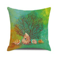 Axyaa Coral Marine Life Watercolor Cushion Cover Ocean Fish Linen Pillowcase