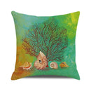 Axyaa Coral Marine Life Watercolor Cushion Cover Ocean Fish Linen Pillowcase