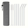 Axyaa Glass Straws Set with Brush Bag, 9pcs Smoothie Cocktail Milkshake Juice Straws