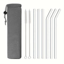 Axyaa Glass Straws Set with Brush Bag, 9pcs Smoothie Cocktail Milkshake Juice Straws