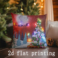 Lighted Christmas Scene Pillow Covers by Axyaa for Sofa, Bedroom, Car - Decorative Rectangular Cushion