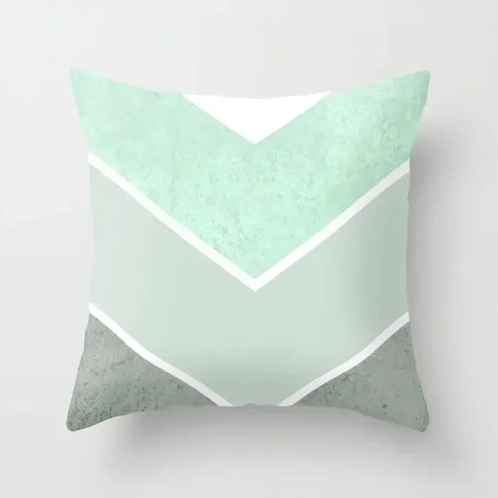 Light Blue Green Mint Geometric Print Boho Pillowcase Set by Axyaa